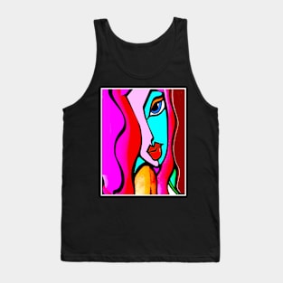 Young Girl Abstract Modern Art Colorful Psychedelic Print Tank Top
